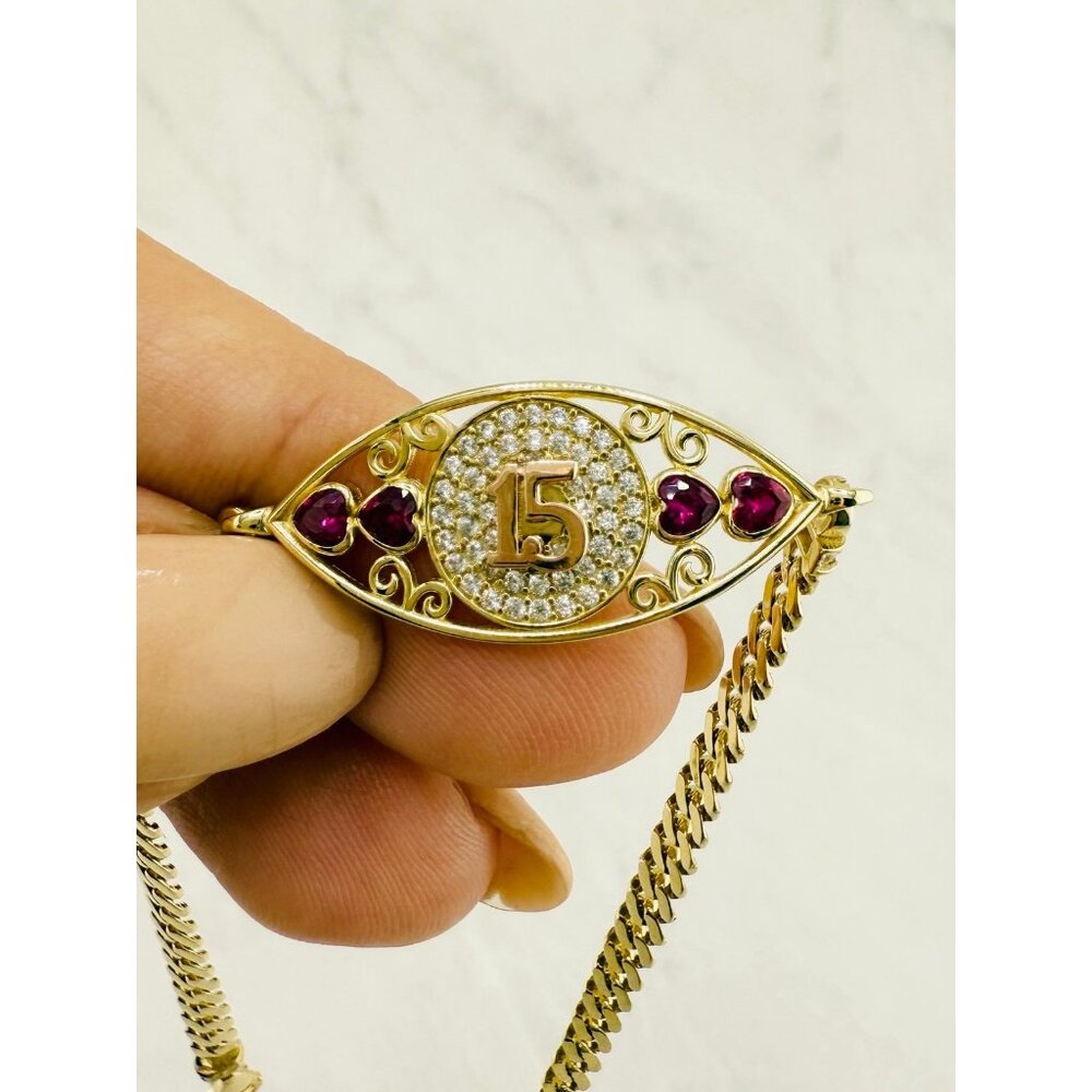 ❤️ Real 10k Gold Bracelet Sweet 15 7.5” long - pulsera en oro quinceañera